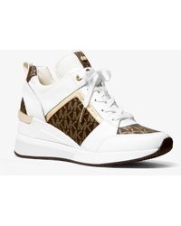 georgie canvas and embossed leather trainer