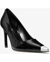 MICHAEL Michael Kors - Mk Kasia Snake Embossed Leather Pump - Lyst
