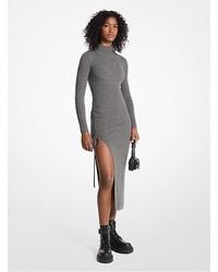 MICHAEL Michael Kors - Stretch Wool Ruched Dress - Lyst