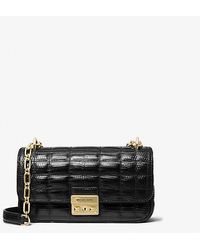 Michael Kors - Tribeca Small Quilted Lizard Embossed Leather Shoulder Bag - Lyst