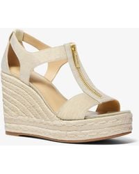 MICHAEL Michael Kors - Mk Berkley Metallic Linen Wedge Sandal - Lyst