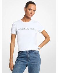 MICHAEL Michael Kors - Mk Embellished Logo Cotton Jersey T-Shirt - Lyst