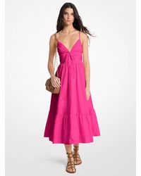 MICHAEL Michael Kors - Mk Cotton Poplin Midi Dress - Lyst