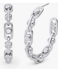 Michael Kors - Astor Link Medium Precious Metal-Plated Brass Hoop Earrings - Lyst
