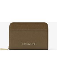 MICHAEL Michael Kors - Pebbled Leather Zip-Around Card Case - Lyst
