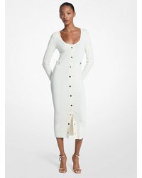 Michael Kors - Ribbed Stretch Viscose Midi Dress - Lyst