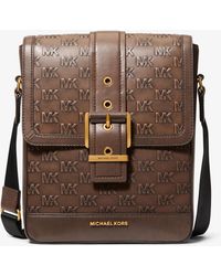 Michael Kors - Colby Logo Embossed Burnished Leather Messenger Bag - Lyst