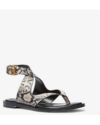MICHAEL Michael Kors - Mk Irene Snake Embossed Leather Wrap Sandal - Lyst