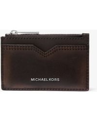 Michael Kors - Mk Hudson Burnished Leather Card Case - Lyst