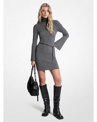 MICHAEL Michael Kors - Mkminivestido De Mezcla De Lana Con Cinturón - Lyst