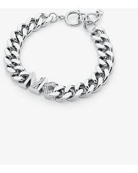 Michael Kors - Precious Metal-plated Brass Pavé Logo Curb Link Bracelet - Lyst