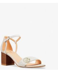 Michael Kors - Hannah Signature Logo Block Heel Sandal - Lyst