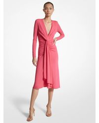 Michael Kors - Knot Front Long Sleeve Knit Dress - Lyst