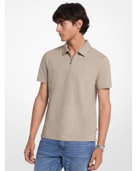 Michael Kors - Mk Cotton Blend Piqué Zip-Up Polo Shirt - Lyst