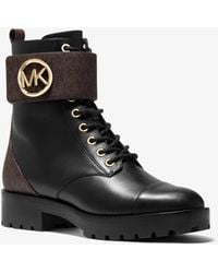 tatum leather and logo combat boot