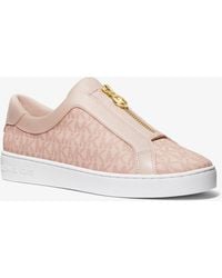 MICHAEL Michael Kors - Mk Keaton Signature Logo Zip-Up Trainers - Lyst