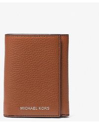 Michael Kors - Hudson Pebbled Leather Tri-fold Wallet - Lyst