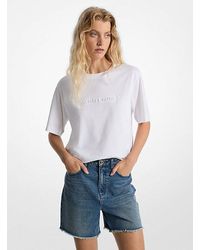 MICHAEL Michael Kors - Mk Logo Embossed Cotton T-Shirt - Lyst