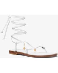 Michael Kors - Khloe Embellished Leather Lace-Up Sandal - Lyst