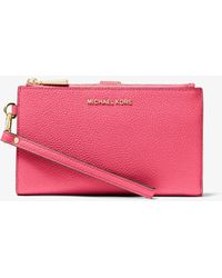 Michael Kors Smartphone-Brieftasche Adele Aus Gekrispeltem Leder - Pink