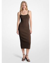 MICHAEL Michael Kors - Chain Ribbed Stretch Knit Midi Dress - Lyst
