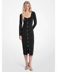 Michael Kors - Ribbed Stretch Viscose Midi Dress - Lyst