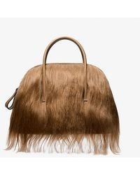Michael Kors - Kaitlin Large Long Haired Shearling Dome Satchel - Lyst