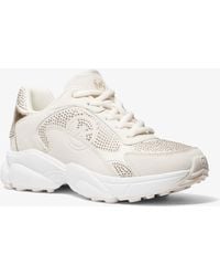 MICHAEL Michael Kors - Sami Embellished Scuba And Leather Trainer - Lyst