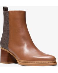 MICHAEL Michael Kors - Mk Lex Leather And Signature Logo Boot - Lyst