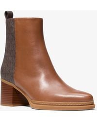 MICHAEL Michael Kors - Mk Lex Leather And Signature Logo Boot - Lyst
