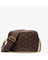 MICHAEL Michael Kors - Mk Bryant Medium Logo Embossed Burnished Leather Crossbody Bag - Lyst