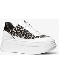 Michael Kors - Hayes Leopard Print Calf Hair Platform Sneaker - Lyst
