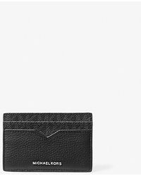 Michael Kors - Hudson Pebbled Leather And Signature Logo Money Clip Card Case - Lyst