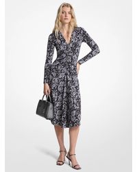 MICHAEL Michael Kors - Mk Paisley Print Matte Jersey Ruched Dress - Lyst