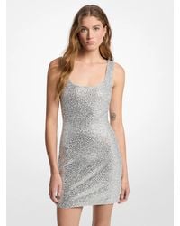 Michael Kors - Michael Kors Rhinestone Embellished Scuba Mini Dress - Lyst