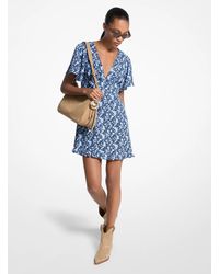 MICHAEL Michael Kors - V Neck Floral Mini Dress - Lyst