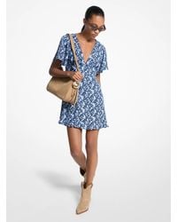 MICHAEL Michael Kors - V Neck Floral Mini Dress - Lyst
