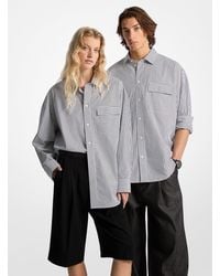 Michael Kors - Mk Oversized Striped Stretch Cotton Poplin Shirt - Lyst