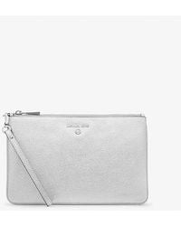 Michael Kors - Mk Large Metallic Pebbled Leather Wristlet - Lyst