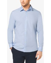 Michael Kors Slim-fit Stretch-cotton Shirt - Blue