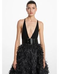 Michael Kors - Mk Stretch Matte Jersey Plunge-Neck Bodysuit - Lyst
