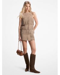 Michael Kors - Suede Fringed Mini Dress - Lyst
