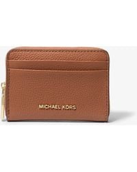 MICHAEL Michael Kors - Mk Jet Set Small Pebbled Leather Zip-Around Card Case - Lyst
