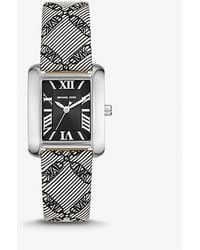 Michael Kors - Mini Emery Silver-tone And Empire Logo Jacquard Watch - Lyst