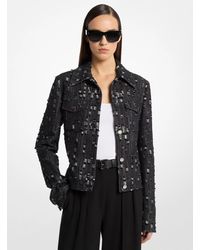 Michael Kors - Michael Kors Frayed Denim Jacket - Lyst