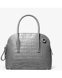 Michael Kors - Kaitlin Medium Crocodile Embossed Leather Dome Satchel - Lyst