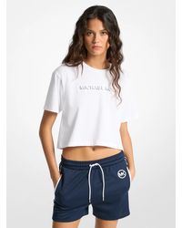 MICHAEL Michael Kors - Mk Logo Embossed Cotton T-Shirt - Lyst