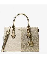 Michael Kors - Sheila Medium Two-Tone Metallic Signature Logo Satchel - Lyst