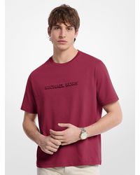 Michael Kors - Logo Embossed Cotton Jersey T-Shirt - Lyst