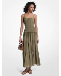 Michael Kors - Smocked Georgette Maxi Dress - Lyst